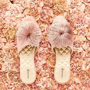 Birdies Songbird Blush Velvet Slippers. Size 7